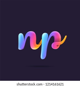 Letters N & P 3D logo, multi colour gradient letters icon vector template.
