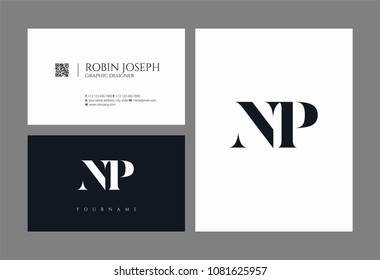 Letters N P, N & P joint logo icon with business card vector template.