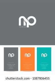 Letters N & P logo, icon with business card vector template.