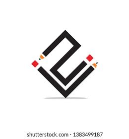 letters n pencil square geometric education concept vector