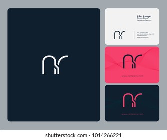 Letters N R, N & R joint logo icon with business card vector template.

