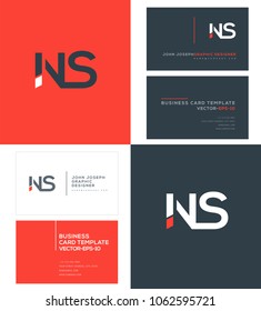 Letters N S, N & S joint logo icon with business card vector template.
