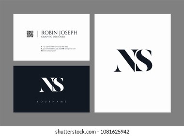 Letters N S, N & S joint logo icon with business card vector template.