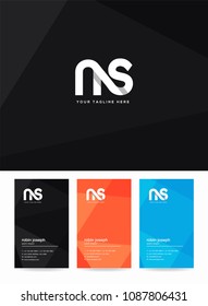 Letters N & S logo, icon with business card vector template.