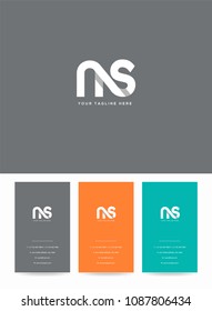 Letters N & S logo, icon with business card vector template.