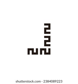Letters N square, letter J geometric symbol simple logo vector