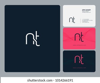 Letters N T, N & T joint logo icon with business card vector template.
