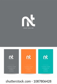 Letters N & T logo, icon with business card vector template.