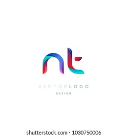 Letters N T logo, multi colour letters icon vector template.