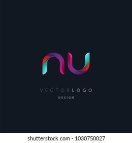 Letters N U logo, multi colour letters icon vector template.