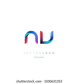 Letters N V, N & V logo, multi colour letters icon vector template.

