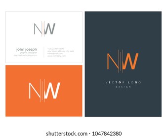 Letters N W, N & W joint logo icon with business card vector template.
