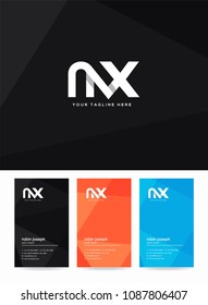 Letters N & X logo, icon with business card vector template.