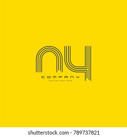 Letters N & Y joint logo icon. Stroke letter vector element.