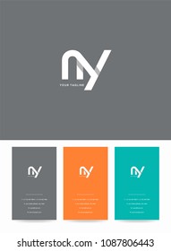 Letters N Y logo, icon with business card vector template.