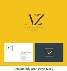 Letters N Z, N & Z joint logo icon with business card vector template.