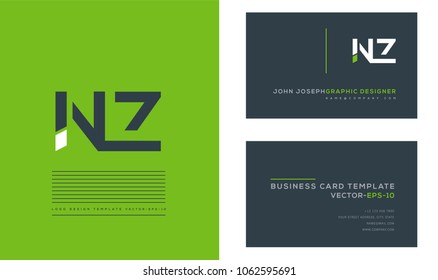 Letters N Z, N & Z joint logo icon with business card vector template.
