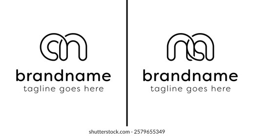 Letters AN and NA Monogram Line Logo, suitable for any business with NA or AN initials