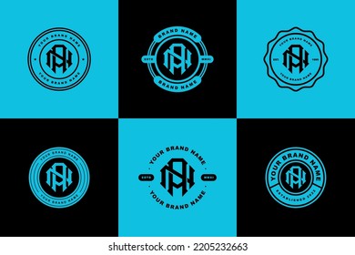 Letters AN or NA monogram template logo initial, badge design for clothing, apparel, brand