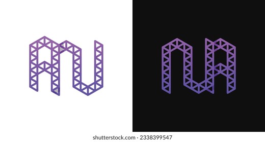 Letters AN and NA Polygon Logo Set, suitable for business related to polygon with AN and NA initials.