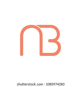 letters nb linear design logo vector