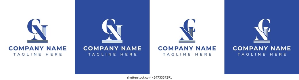 Letras NC y CN Pillar Logo, adecuado para negocios con NC y CN relacionados con Pillar