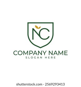 letters "NC" elegantly enclosed within a shield-shaped emblem. A delicate leaf motif adds a touch of nature and growth, conveying a sense of security, reliability, and natural balance.