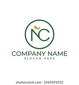 letters "NC" elegantly enclosed within a shield-shaped emblem. A delicate leaf motif adds a touch of nature and growth, conveying a sense of security, reliability, and natural balance