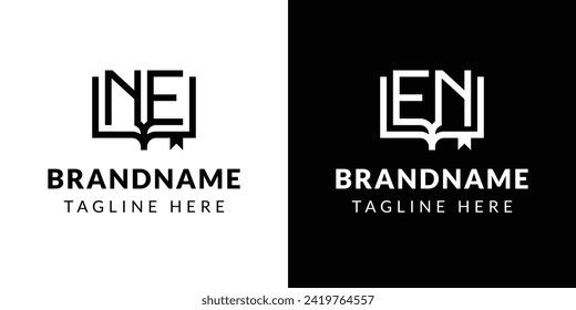 Letters NE and EN Book Logo, suitable for business related to book with NE or EN initials