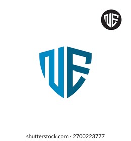 Letras NE Diseño de Escudo de Logotipo