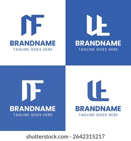 Letras NF e UT Monogram Logo Set, adequado para qualquer negócio com iniciais NF FN UT TU