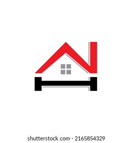 Letters NH or HN With Real Estate Logo Vector 001