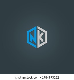 Buchstaben NK Logo Design. Vektorgrafik.