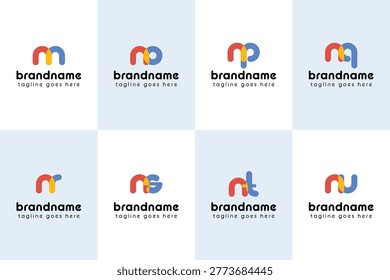 Letters nn no np nq nr ns nt nu Playful Logo, represent a fun, energetic, and joy