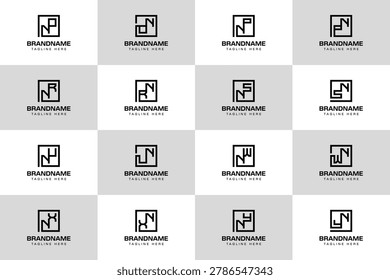 Letters NO NP NR NS NU NW NX NY Monogram Logo Set, for ON PN RN SNUN WN XN YN Initials