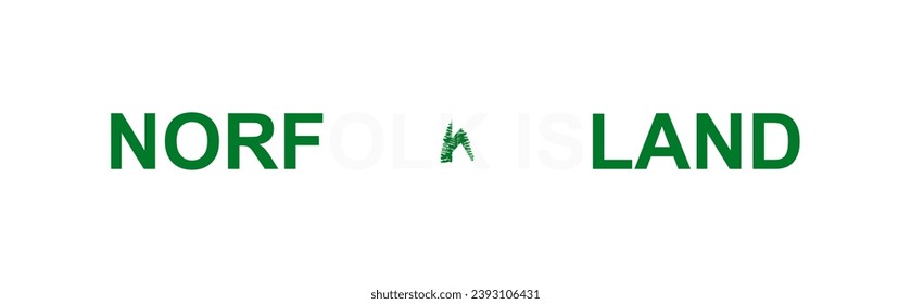 Letters Norfolk Island in the style of the country flag. Norfolk Island word in national flag style. Vector illustration.
