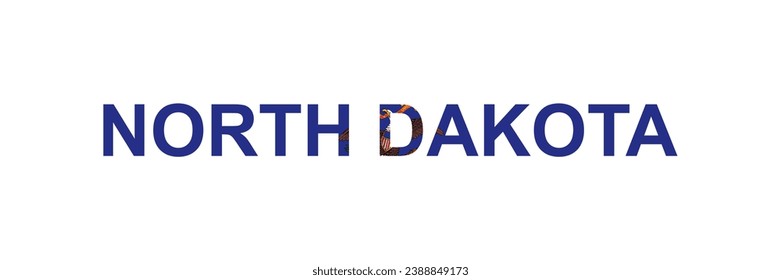 Letters North Dakota in the style of the country flag. North Dakota word in national flag style. Vector illustration.