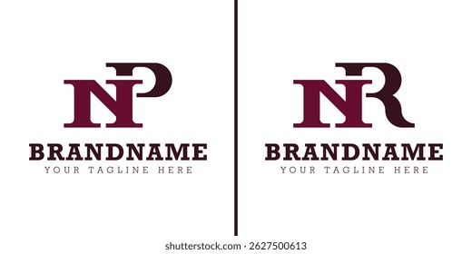 Letters NP and NR Monogram Logo, for business with NP PN NR RN initials