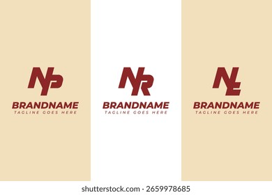 Letters NP NR NT Monogram Logo Set, for NP PN NR RN NT TN initials