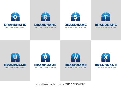 Letters NQ NR NS NT NU NV NW NX Technology Logo Set