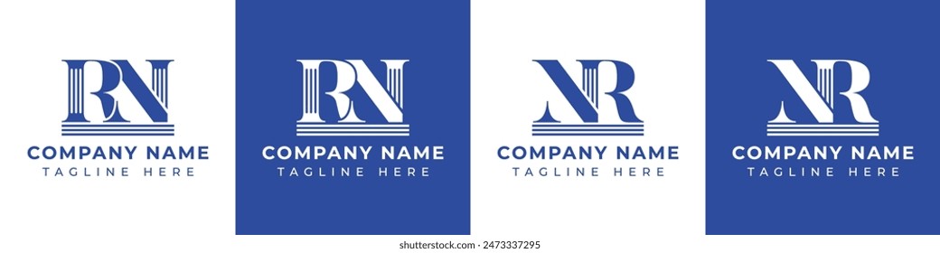 Letters NR and RN Pillar Logo, suitable for business with NR and RN related to Pillar