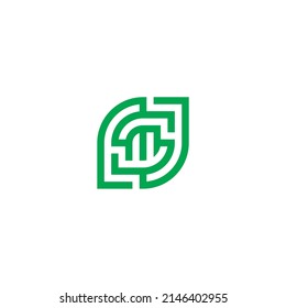 Letters N,S and M, leaf simple symbol logo vector