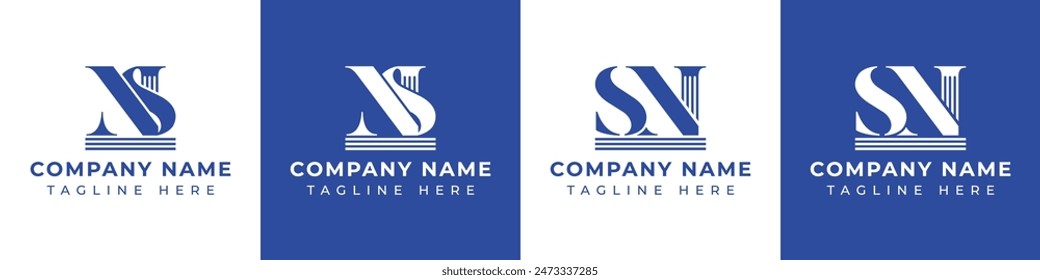 Letters NS and SN Pillar Logo, suitable for business with NS and SN related to Pillar