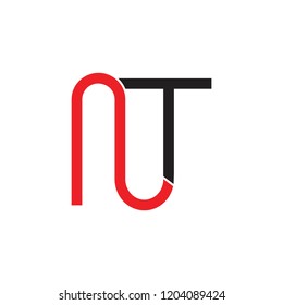 letters nt linked simple linear logo 