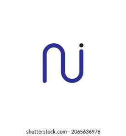 
letters n,u and i electronic simple symbol logo vector