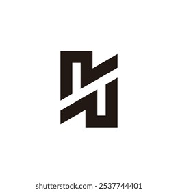 letters nu simple geometric line monogram logo vector 