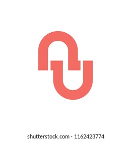 letters nu simple geometric logo vector