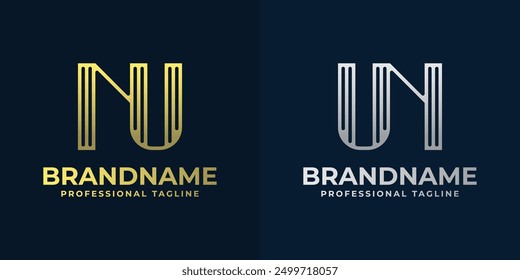 Letters NU and UN Stripes Logo, suitable for any business with UN or NU initials