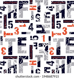 Letters And Numbers With Cracked Grunged  Design Pattern