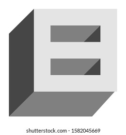 Letters and numbers - isometric cubic font 3d, front top down left view - bright gray number 8 - vector illustration